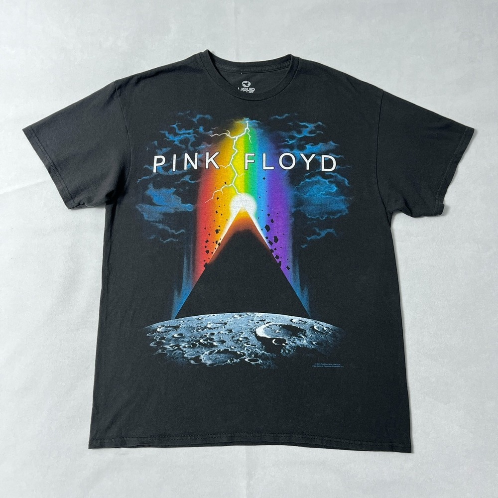 Pink Floyd T Shirt Men Large Black Dark Side of the Moon Liquid Blue 2015